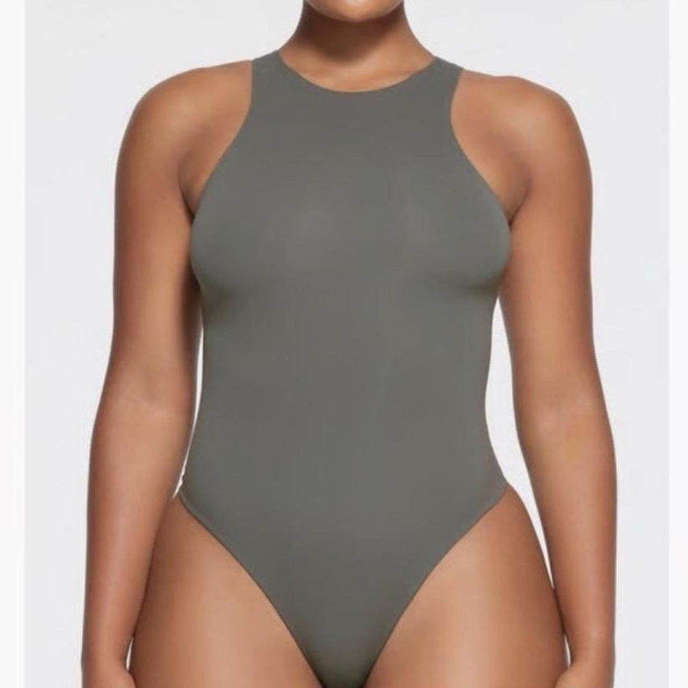SKIMS High Neck Grey Bodysuit